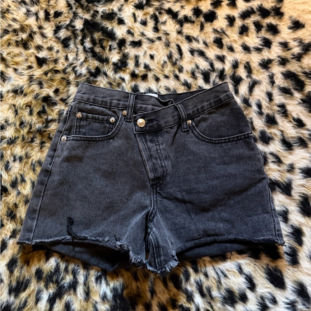 Princess Polly Washed Black High Rise Denim Shorts